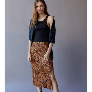 Satin Midi  Skirt Urban Outfitters Leopard Print S